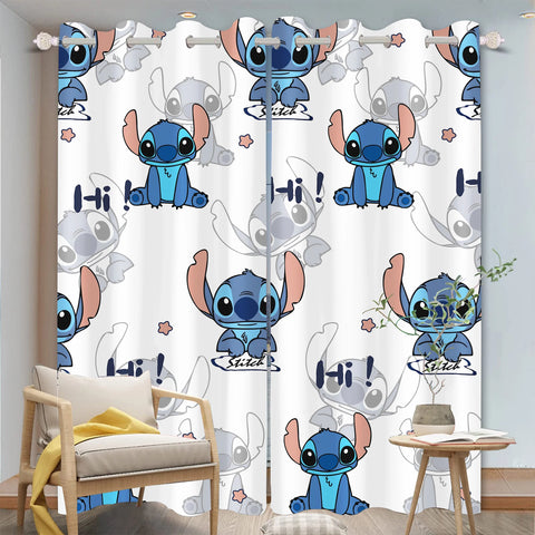 Disney Stitch Cartoon Curtain 3D Print Bedroom Living Room Window Blackout Partition Style Home Decoration