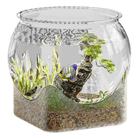 Clear Round Fish Bowl Aquarium Fish Tank Small Aquariums Flower Vase Centerpiece Desktop Aquarium for Betta Fish Turtle