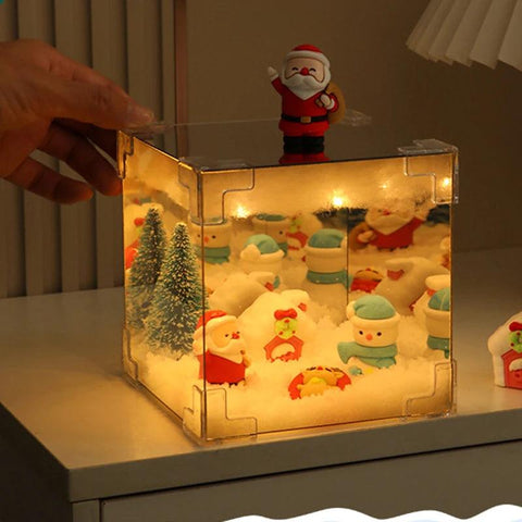 DIY Christmas Nightlight Material Pack LED Handmade Luminous Magic Cube Christmas Santa Claus Desktop Decorative Craft Gift