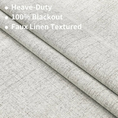 Blackout Linen Curtains Long 100% Blackout Drapes 95 inch Length 2 Panels Set