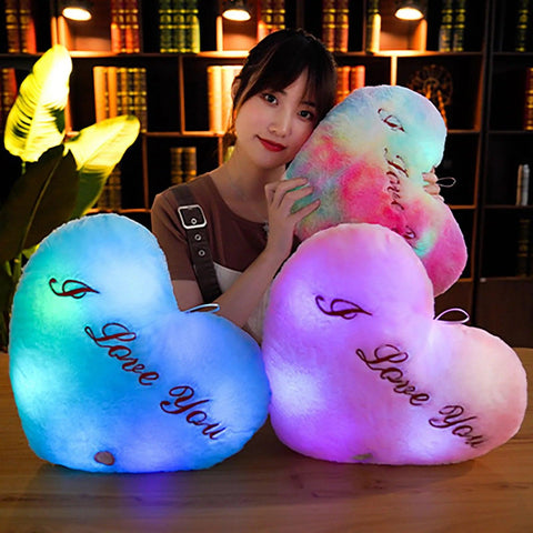 50cm Creative Light Up Led Heart Shaped Stuffed Plush Letter Lovers Colorful Glowing Gift For Girlfriend Pillow Valentine's Day