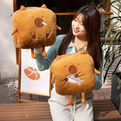 Capybara Pillow Plushies With Blanket Capybara Throw Pillow Stuffed Animals Hand Warmer Comfortable Hugging Pillow For Working