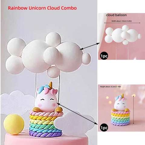 Unicorn Theme Cake Topper Happy Birthday Rainbow Stars Girl Birthday Baby Shower Party  Cake Decoration for Girl's 16th Birthday