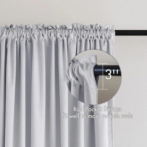 Curtains Thermal Insulated Blackout Curtain Drapes for Bedroom Living Room Darkening  Long Curtains Panels Rod Pocket Set of 2