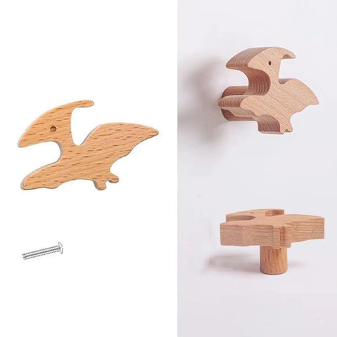 Wooden Animal Drawer Knobs Dinosaur Wooden Drawer Dresser Knobs For Baby Unique Wood Knob Delicate Bedroom Decorative Drawer