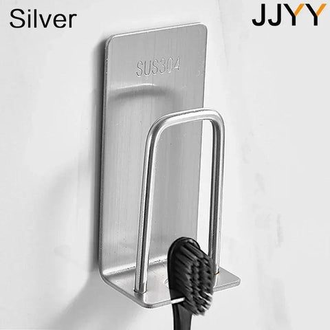 JJYY Toothbrush Holder Cup Holder Creative Traceless Stand Rack Toothbrush Holder Stainless Steel Bathroom Accessories