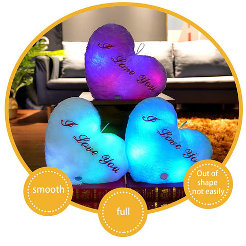 50cm Creative Light Up Led Heart Shaped Stuffed Plush Letter Lovers Colorful Glowing Gift For Girlfriend Pillow Valentine's Day