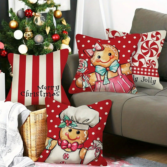 Christmas Gingerbread man pillowcase Merry Christmas Pillow Case suitable for home room Sofa cushion cover Friend gift