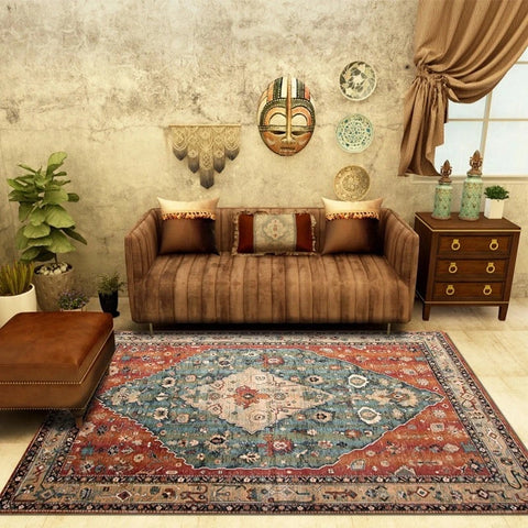 American Moroccan Style Plush Carpets Home Retro Living Room Decoration Rugs Light Luxury Bedroom Decor Carpet Simple Lounge Rug