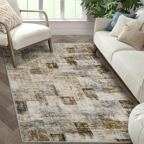 Area Rug Living Room Rugs: 5x7 Soft Modern Abstract Fluffy Rug with Non-Slip Backing, Washable Indoor Plush Throw Rug Large Acce