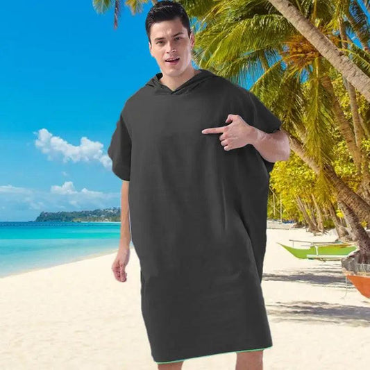 Hooded Bathrobe Absorbent Microfiber Swimming Adult Bathrobe Quick-Drying Beach Poncho Wearable Blanket Spa Robe For Aquatics