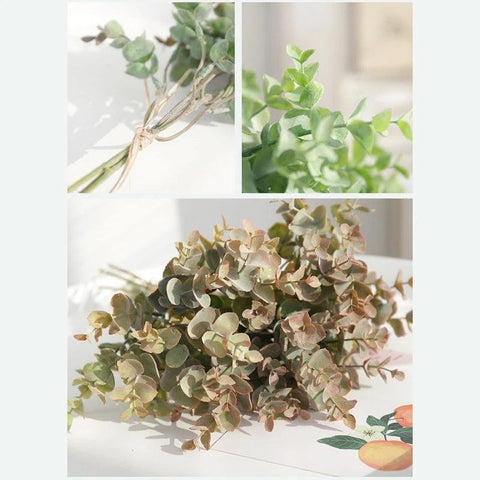 1 Pcs Eucalyptus Leaves Bunch Branch Artificial Plastic Plants Leaves Green Stems Wedding Fake Flowers DIY Decoration