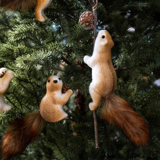 7Pcs/Set Christmas Stuffed Squirrels Bulk 5 Inch Small Plush Squirrels Toys Christmas Tree Ornaments Gifts Birthday Party Favor