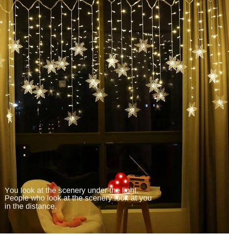 3.2M Christmas Snowflakes LED String Lights Flashing Fairy Curtain Lights Waterproof For Holiday Party Wedding Xmas Decoration