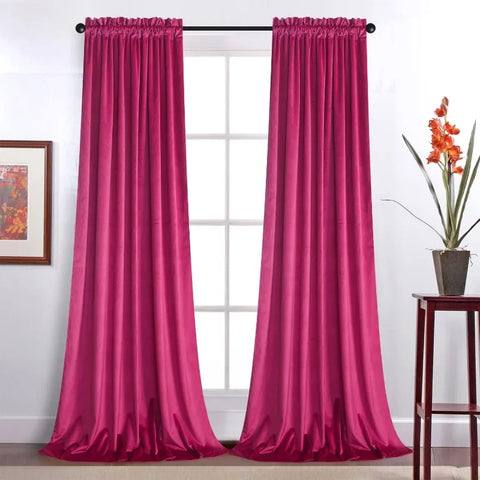 Velvet Curtains 2 Panels Set, Block Light Thermal Insulated Velour Rod Pocket Drapes for Bedroom and Living Room