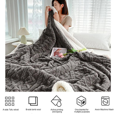 Winter Bed Blanket Wool Throw Blanket Keep Warm Winter Bed Blanket Double Sided Throw Sofa Cover Blanket Flannel Throw Bedspread