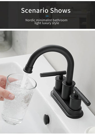 Bathroom Sink Faucet 2 or 3 Hole Matte Black Centerset 4 Inch Bathroom Sink Faucet 2 Handle Plating  Bathroom Faucet