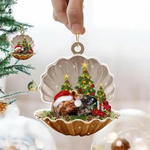 2D Shell Christmas Dog Oranments Xmas Tree Flat Hanging Pendant Merry Decor Gift For Kids Noel Happy New Year