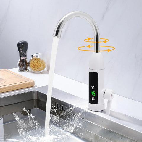 3KW 360-Degree Rotating Faucet Wear Resistance Electric Digital Display Faucet for Kitchens and Bathrooms