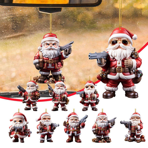 Acrylic Cool Santa Double Print Christmas Pendant Decoration Gift 2d Hanging New Year Decoration