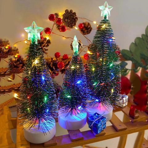 LED Colorful Luminous Christmas Tree DIY Christmas Gift Christmas Tree Night Light Tabletop Crafting Christmas Winter Snow Decor