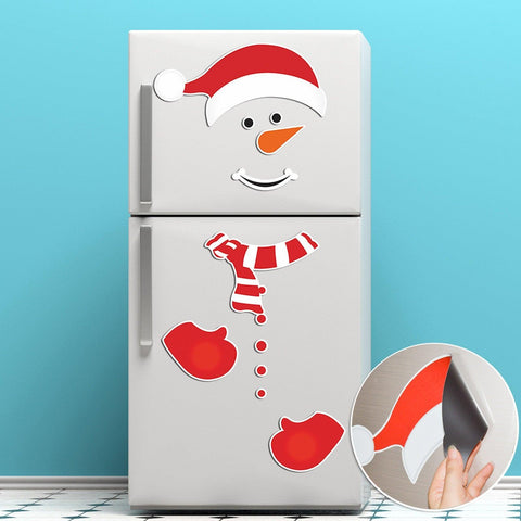 Snowman Refrigerator Magnets Xmas Stickers Christmas Decorations Metal Door Cabinets Garage Doors Paste Happy New Year