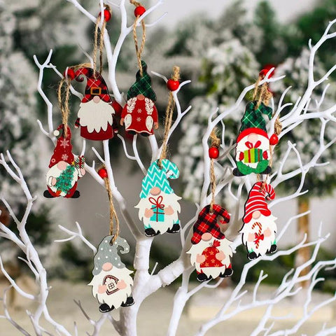 Christmas Gnomes Wooden Pendants Merry Christmas Decorations For Home 2024 Xmas Tree Christmas Ornaments Navidad New Year Gift