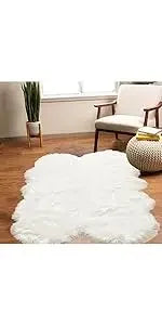 Latepis Area S 10x14 Living Room Rug Washable Grey Faux Sheepskin Fur Rug Fluffy Rug For