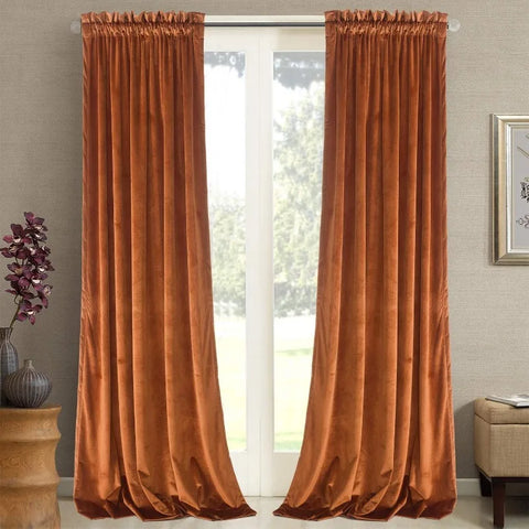 Velvet Curtains 2 Panels Set, Block Light Thermal Insulated Velour Rod Pocket Drapes for Bedroom and Living Room