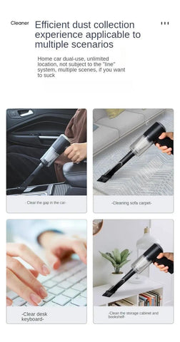 Mini Cyclone Portable High Power Wireless Car Vacuum Cleaner - Handheld Auto Vaccum for Car Cleaning with 9000pa Strong Suction