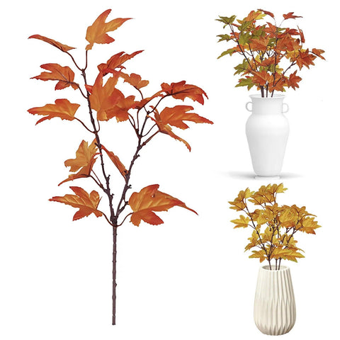 Artificial Leaves Kitchen Fall For Home Maple Stems Thanksgiving Leaves Outdoor Decor Branch Vase Flowers Artificial Tall