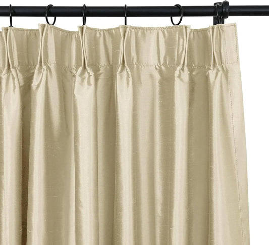 Sand Pinch Pleat Dupioni Silk Drape, Room Darkening Light Filtering Double Layer Lined Curtain (1 Panel, 52" Wide by 108" Long)