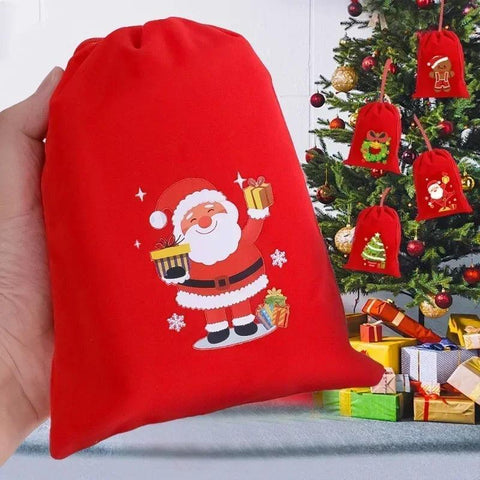 10/1pcs Merry Christmas Velvet Bags Candy Snack Drawstring Pouch Wrapping Bag Xmas Gifts Bracelet Jewelry Packaging Storage Bags