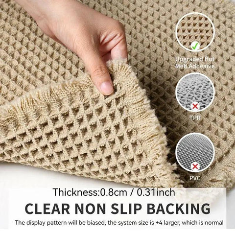 Boho Style Waffle Bath Mat, 1 Count Non-slip Washable Bath Rug, Super Absorbent Bath Mat, Soft Shower Mat for Bathroom Floor,Tub