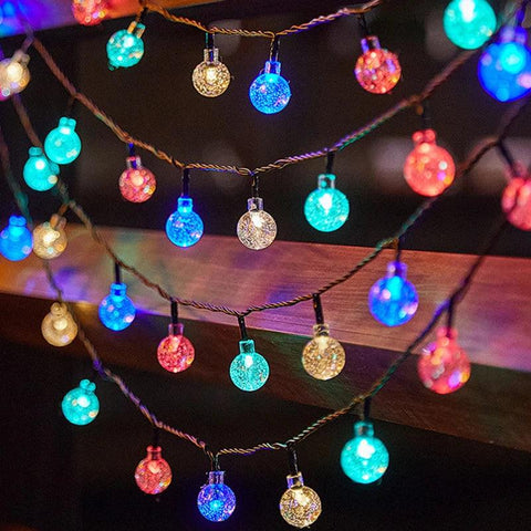 Solar Crystal Globe LED String Lights LED 8 Lighting Modes IP65 Fairy Light Christmas Garland For Garden Party Decor 1pc/2pcs