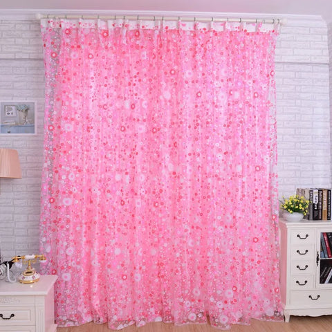 1pcs Delicate Flower Window Tulle Curtain Sheer Drape Divider Window Voile Curtains Living Room Sheer Tulle Home Bedroom Decor