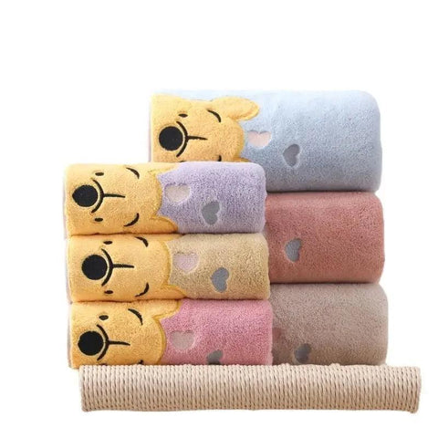 1-5PCS Winnie Bear Towel Bath Towel Set Soft and Absorbent Coral Velvet Bath Towel Home Wash Towel Children's Cartoon Bath Towel