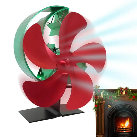 Wood Stove Blower Fan 5 Blades High Efficiency Fireplace Fan With Moon Star Shape Stand Quiet Working Thermodynamic Wood Burning