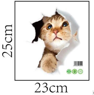 Sunchamo Cute Cat 3D Cracked Toilet Sticker Wall Stickers Fridge Car Seat  DIY Living Bath Room Home Decor Wallstickers Bedroom