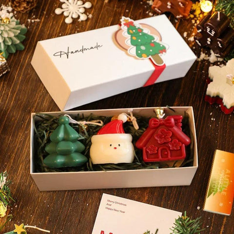 3pcs Set Christmas Shaped Scented Candle Handmade Aesthetic Cute Deer Aroma Soy Wax Cute Decorative Large Candle Holders Pillar