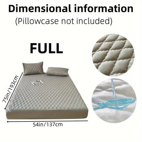 1pc Soft & Comfortable Waterproof Mattress Protector - Layered Fitted Sheet with Solid Color Bedding Design