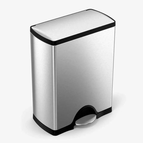 50 Liter / 13.0 Gallon Rectangular Kitchen Step Trash Can Wastebasket Brushed Stainless Steel Freight Free Bin Cleaning