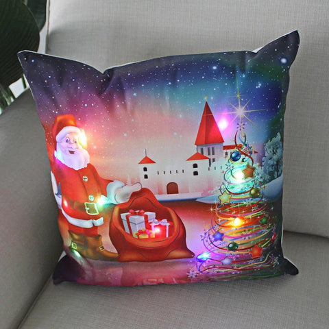 45cm LED Christmas Cushion Cover Glowing Pillowcase with Lights 2023 Christmas Decorations for Home Navidad New Year Xmas Decor