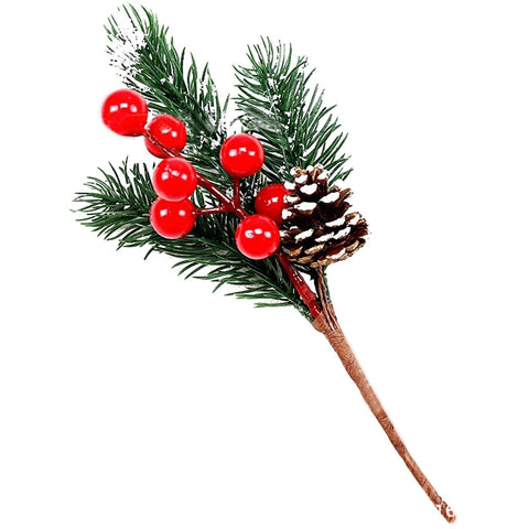 Red Berry Stems Branches Christmas Berries Decor 8 Pcs Artificial Branch Craft Wreath Pick Artificial Outdoor Fall Flowers