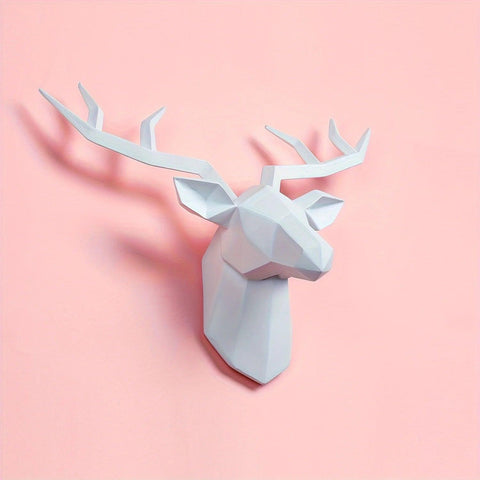 Deer Head Sculpture Animal Statue Figurines Wall Hanging Creative Elk Art Antlers Statuette For Office Decoration Wall Mount