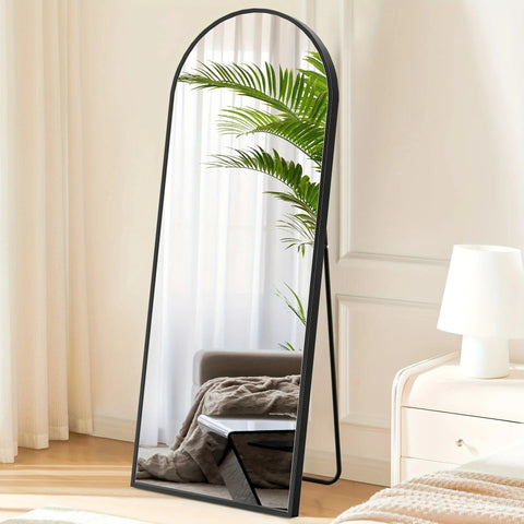 Full Body Mirror - 64"x21" / 59"x16" Size, Tall Arched Floor Standing Mirror with Aluminum Alloy Thin Frame, Suitable for