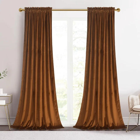 Velvet Curtains 2 Panels Set, Block Light Thermal Insulated Velour Rod Pocket Drapes for Bedroom and Living Room