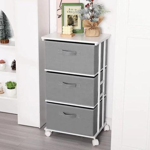 Dresser Storage with 3 Drawers, Fabric Dresser Tower, Vertical Storage Unit for Bedroom, Closet, Office