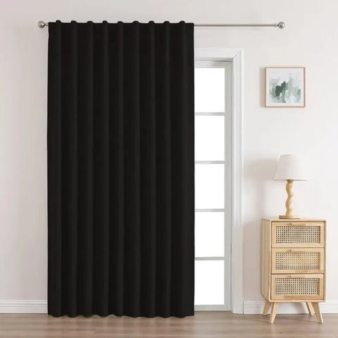 Blackout Linen Curtains Long 100% Blackout Drapes 95 inch Length 2 Panels Set