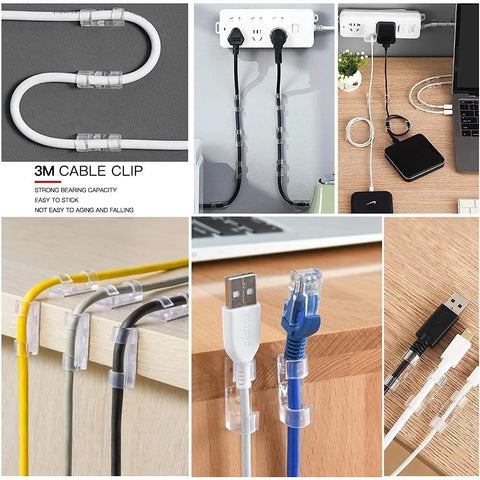 Cable Organizer Clips Cable Management Desktop & Workstation ABS Wire Manager Cord Holder USB Charging Data Line Bobbin Winder